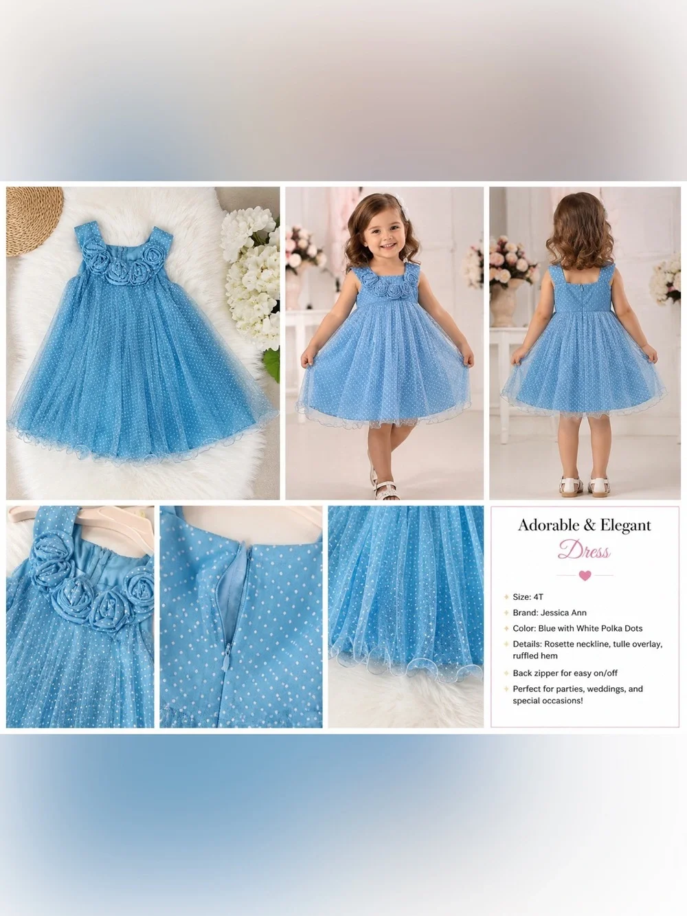 Like New - 4t Baby Blue precious Jessica Ann girls’ dress ! 💙